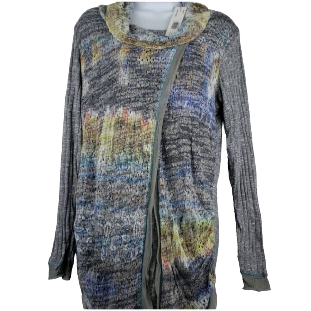 NWT Gabby Isabella Indigo Combo Swing Knit Multicolor Sweater L